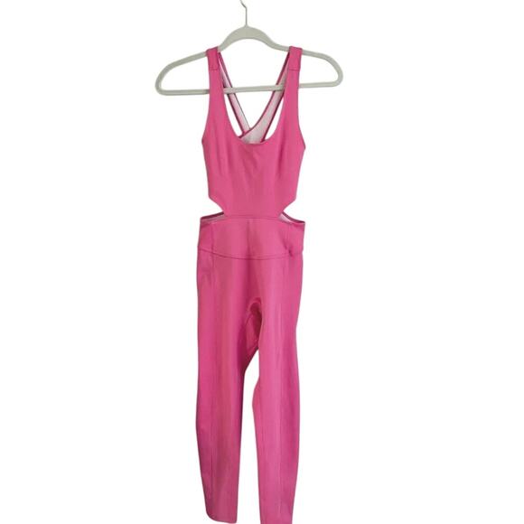 New Free People FP MOVEMENT Back It Up Onesie $98 SMALL Pink - Picture 7 of 9